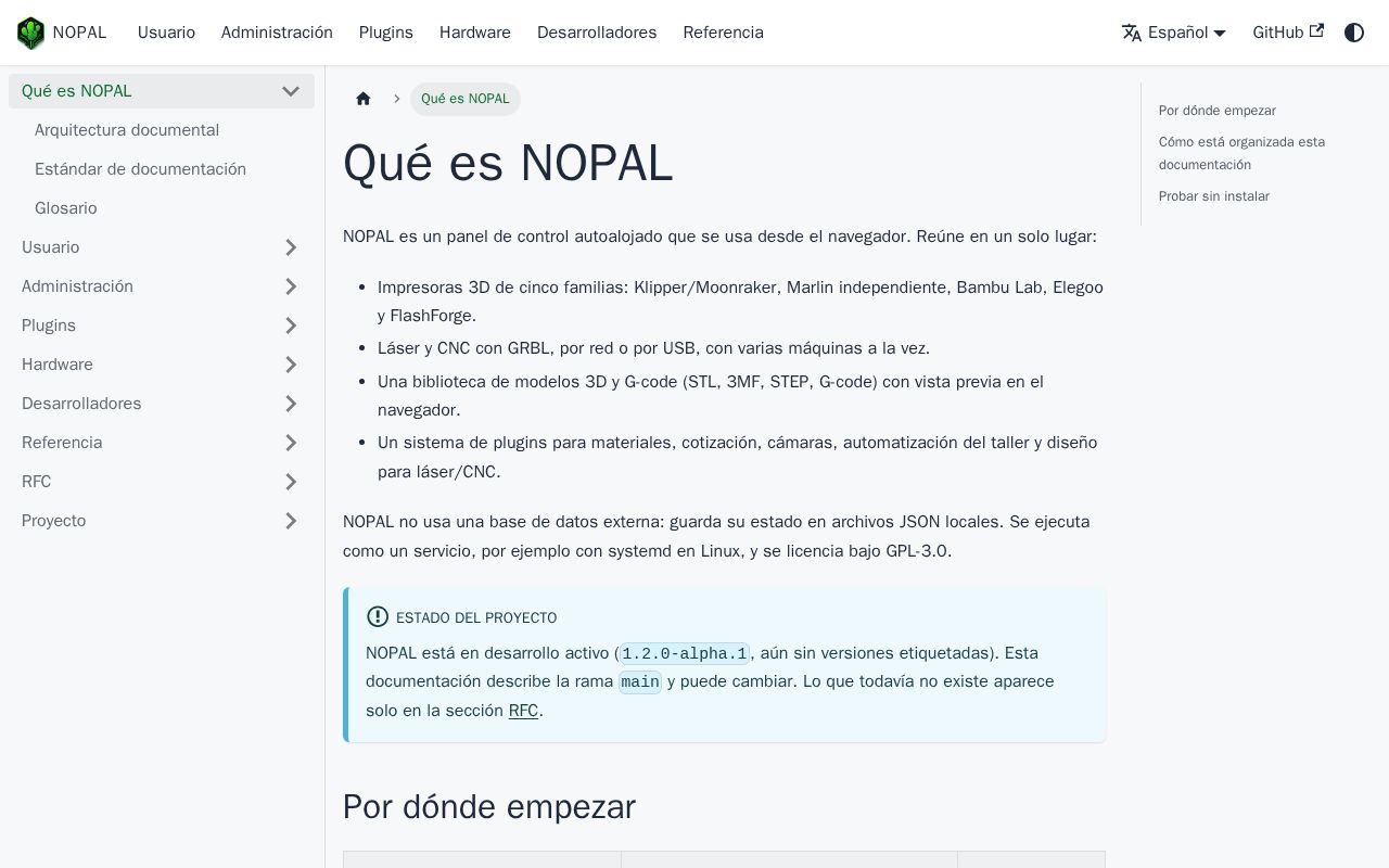 Preview of Nopal Docs