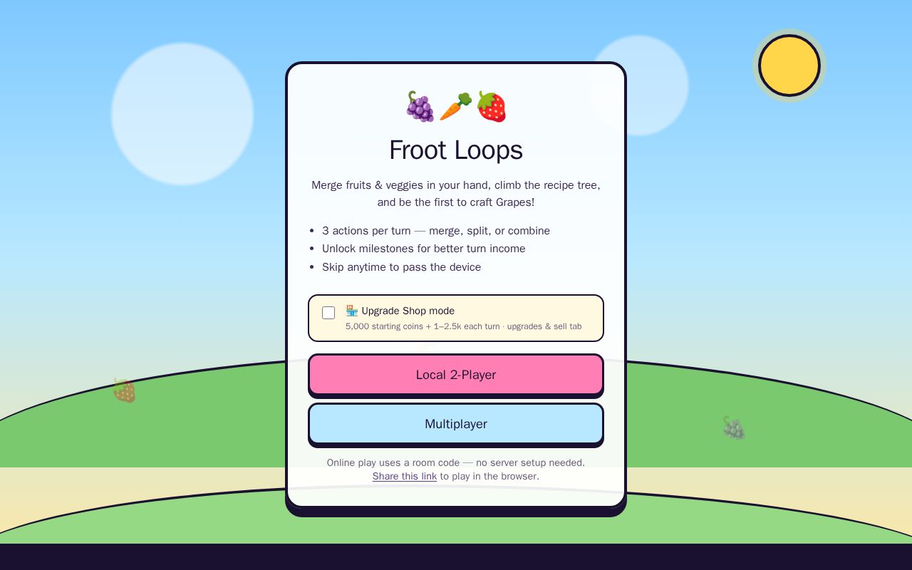 Preview of Two-player fruit merge game — play in the browser