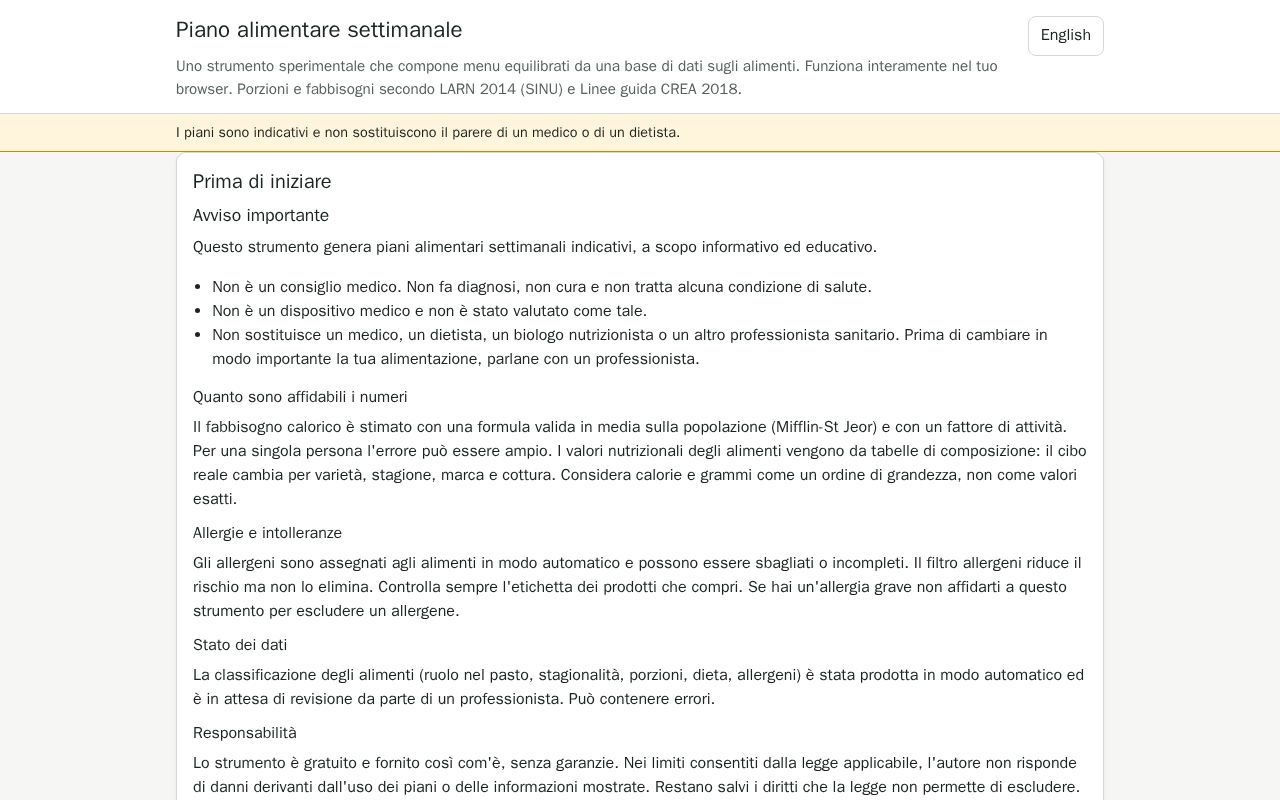 Preview of Piano alimentare settimanale