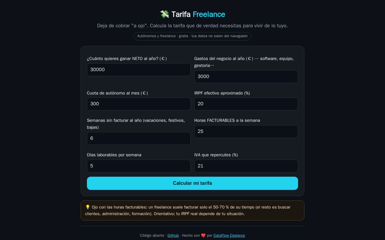 Preview of Tarifa Freelance