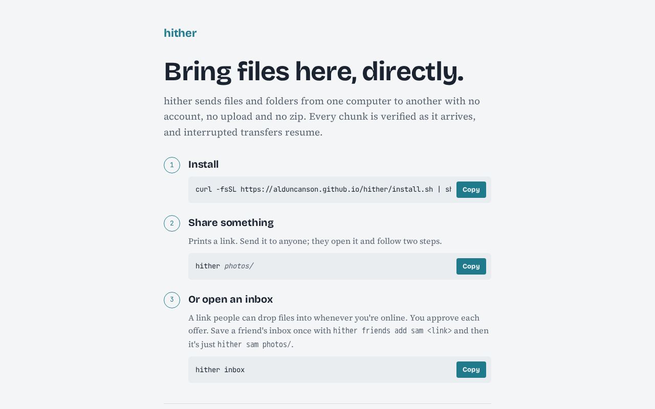 Preview of bring files hither
