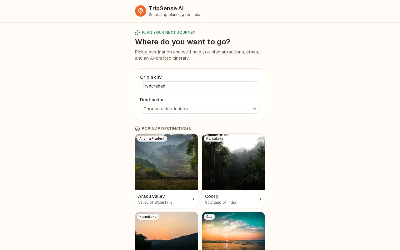 Preview of trip planner