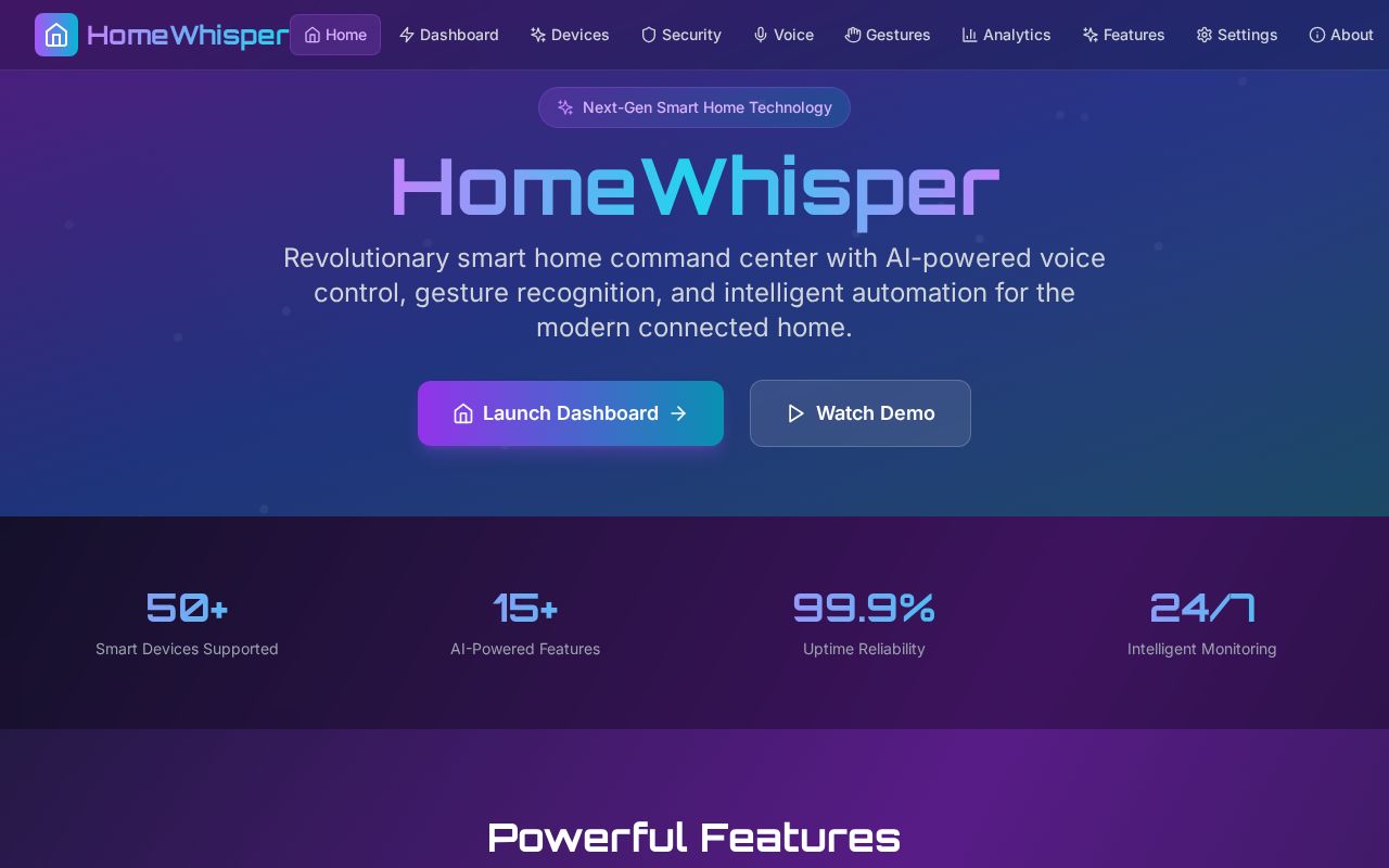 Preview of HomeWhisper - Smart Home IoT Command Center