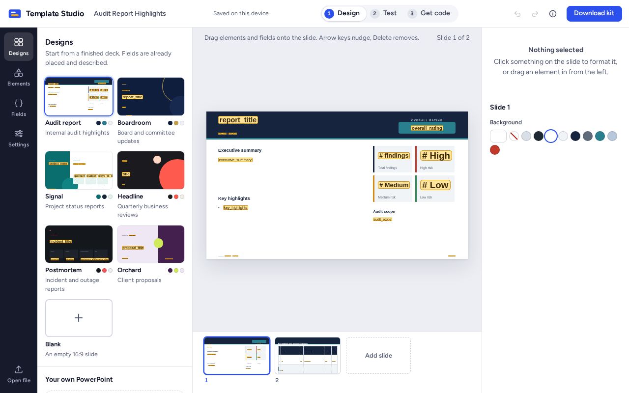 Preview of Template Studio