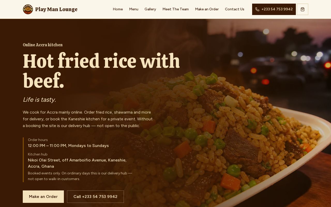 Preview of Play Man Lounge — online Accra kitchen. Life is tasty.