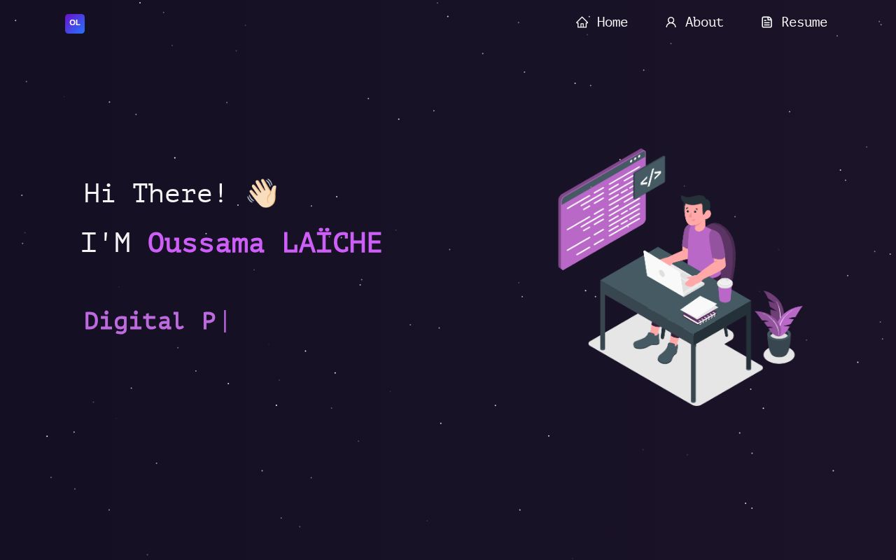 Preview of Personal portfolio site (React, deployed to GitHub Pages)