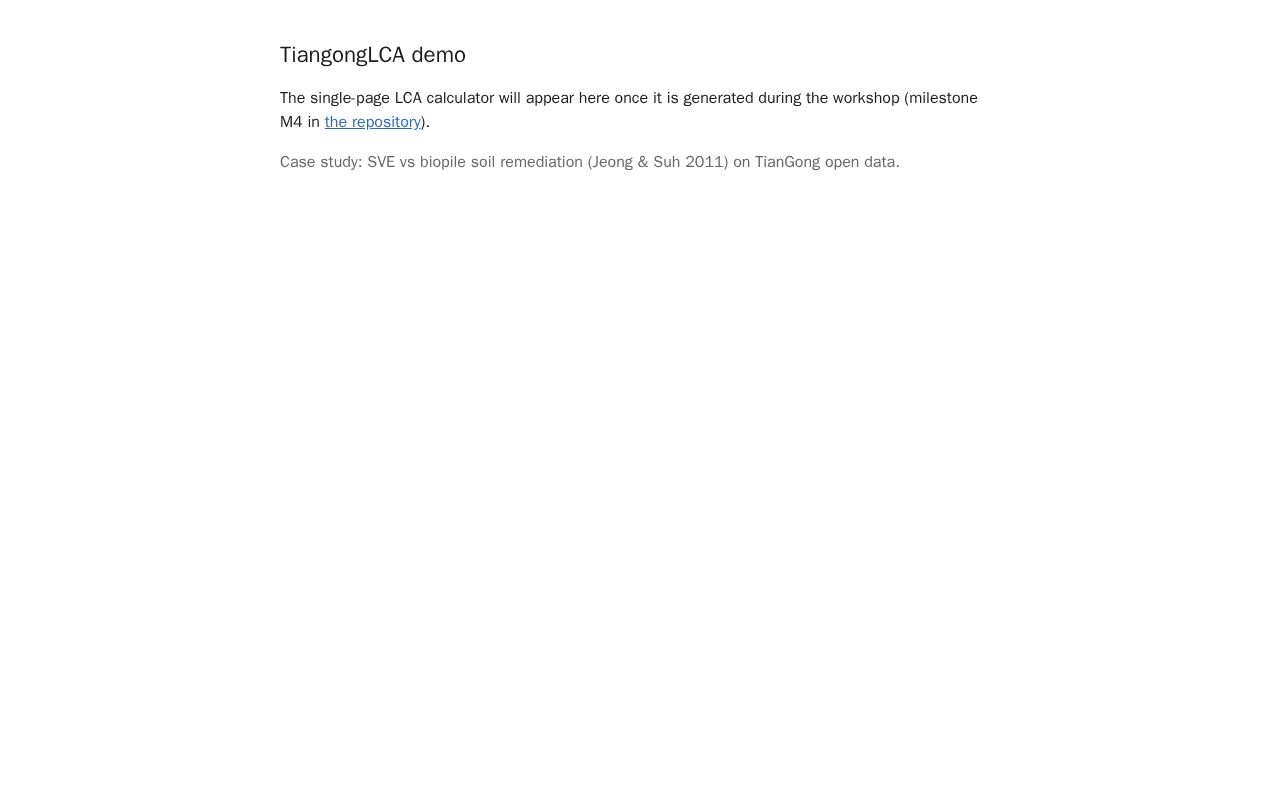 Preview of TiangongLCA Demo