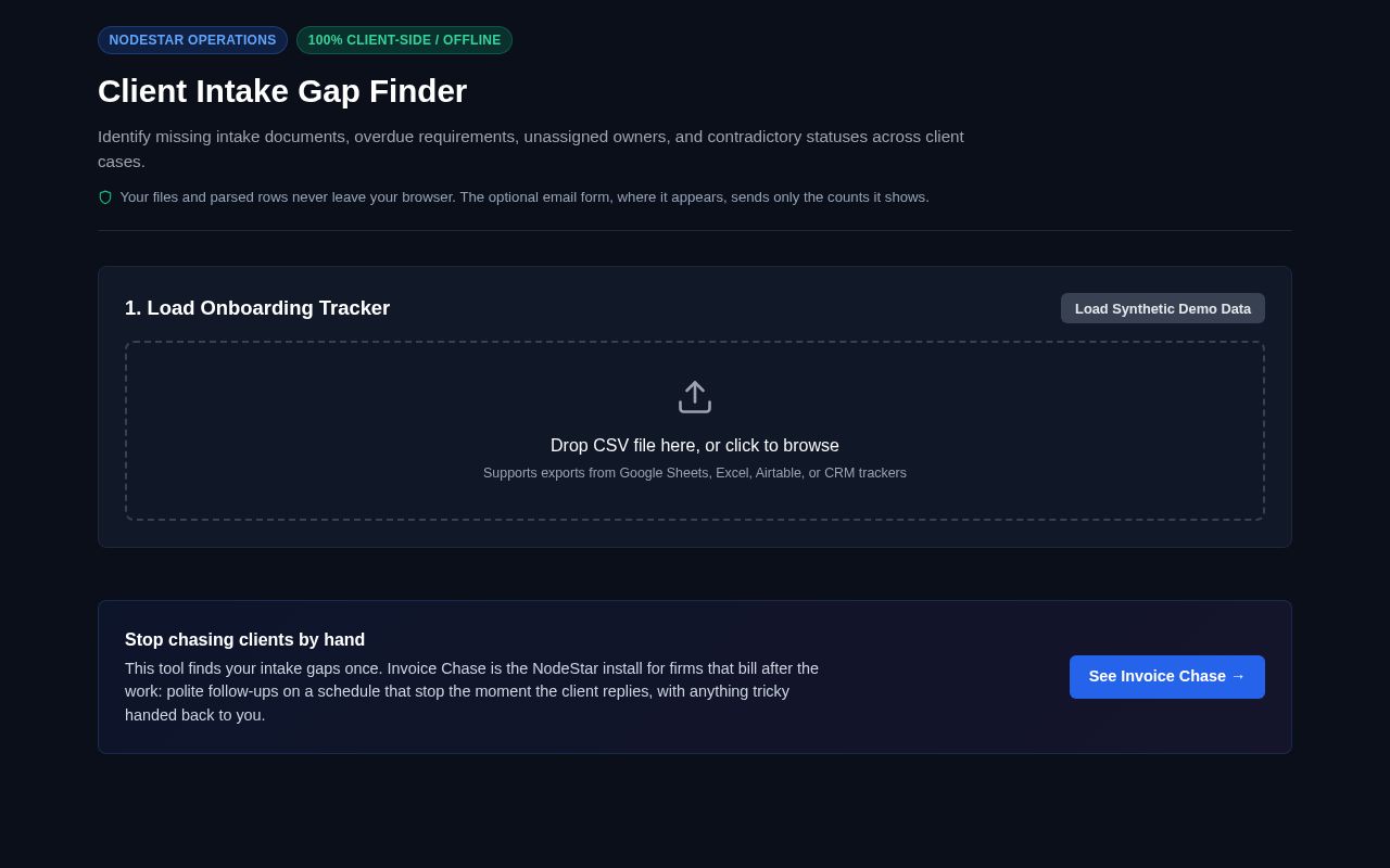 Preview of Nodestar Intake Gap Finder
