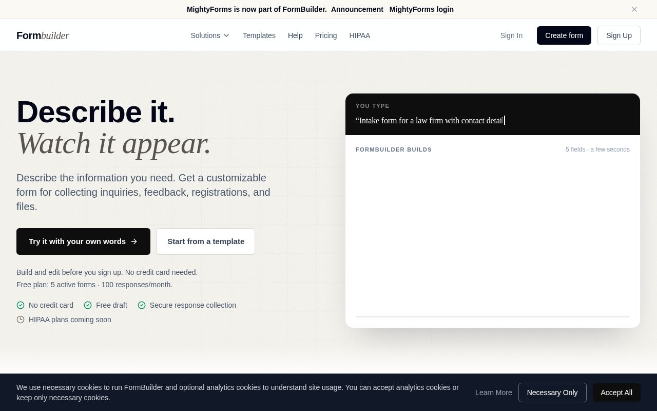 Preview of Free Form Builder
