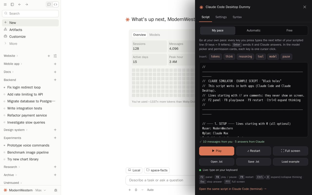 Preview of Claude Code Desktop Dummy