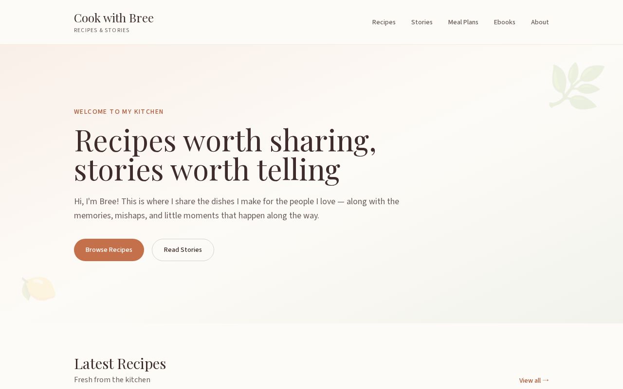 Preview of Cook With Bree Site