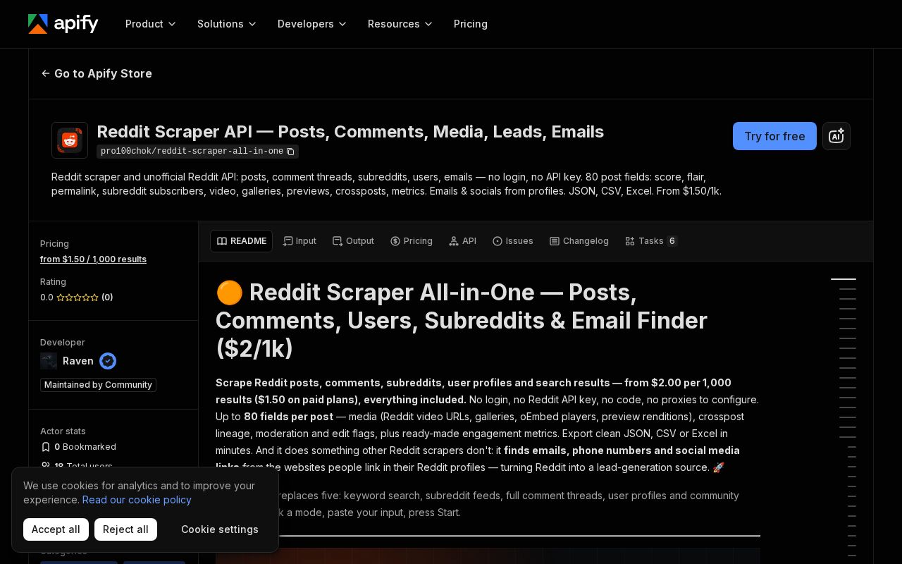 Preview of Reddit Posts Comments Scraper Python