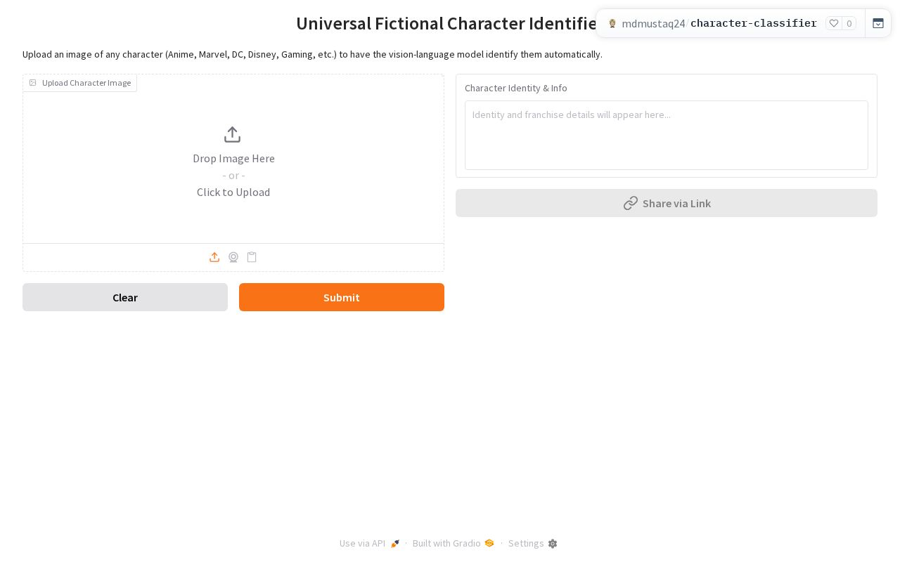 Preview of Character Classifier