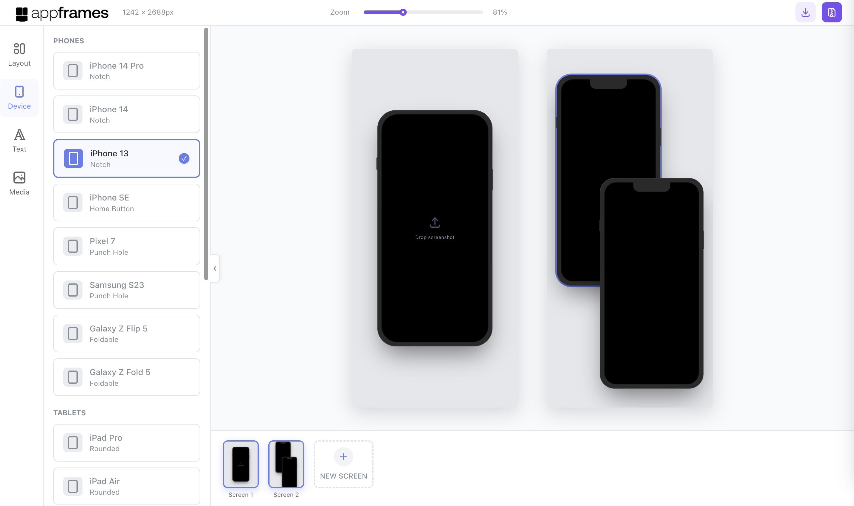 Preview of App Frames