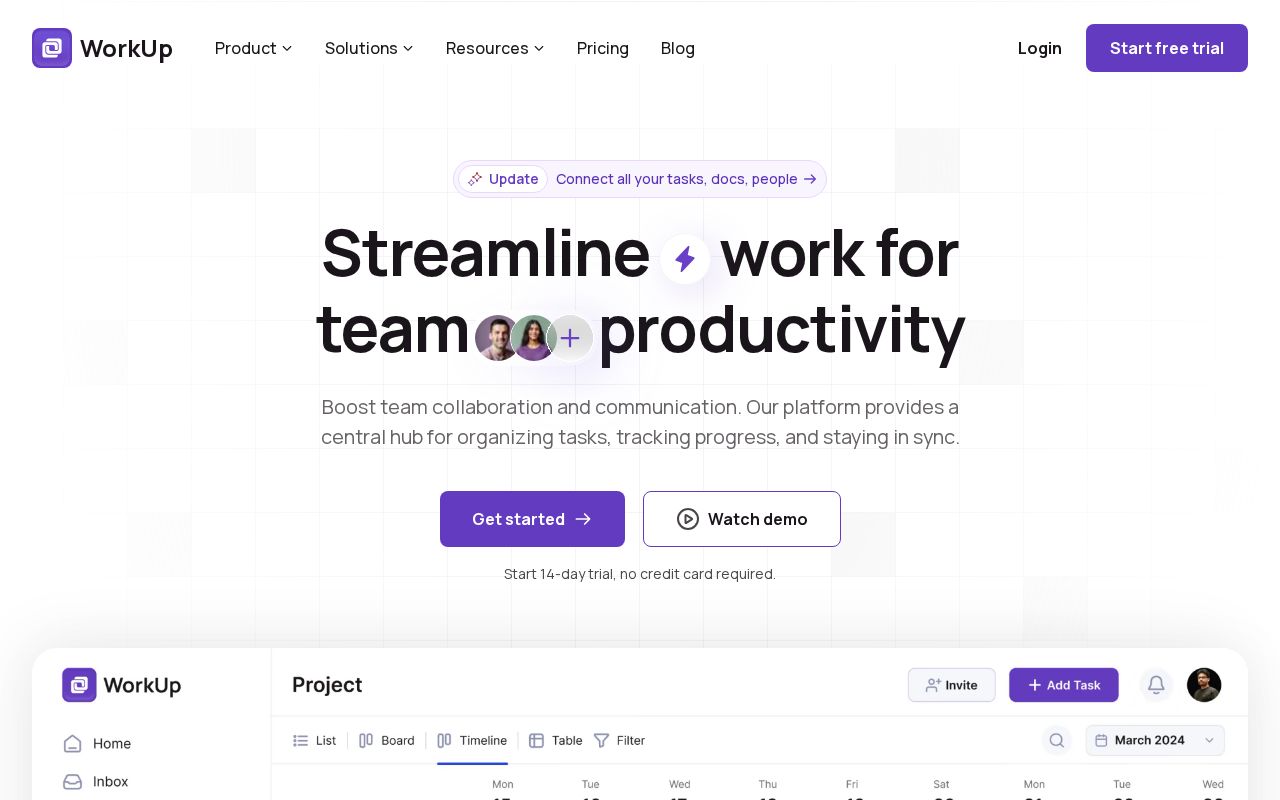 Preview of Project Management SaaS Website