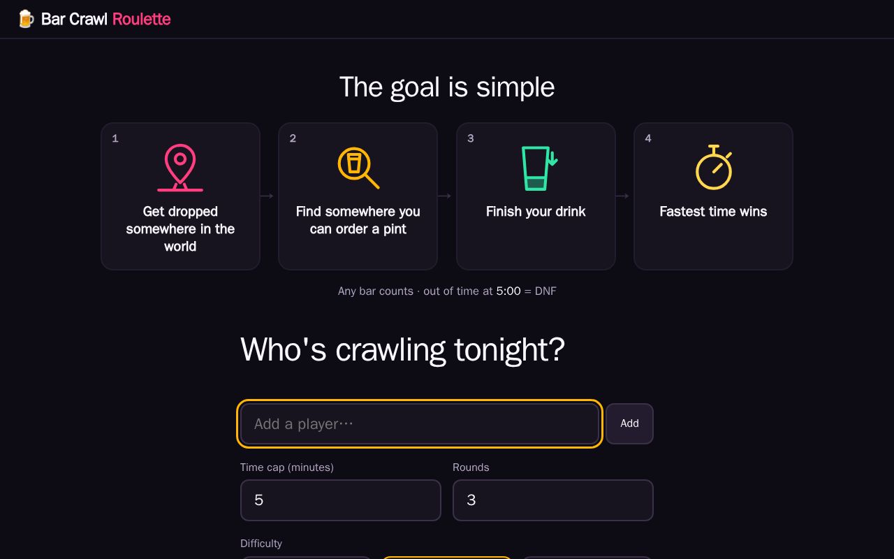 Preview of Bar Crawl Roulette