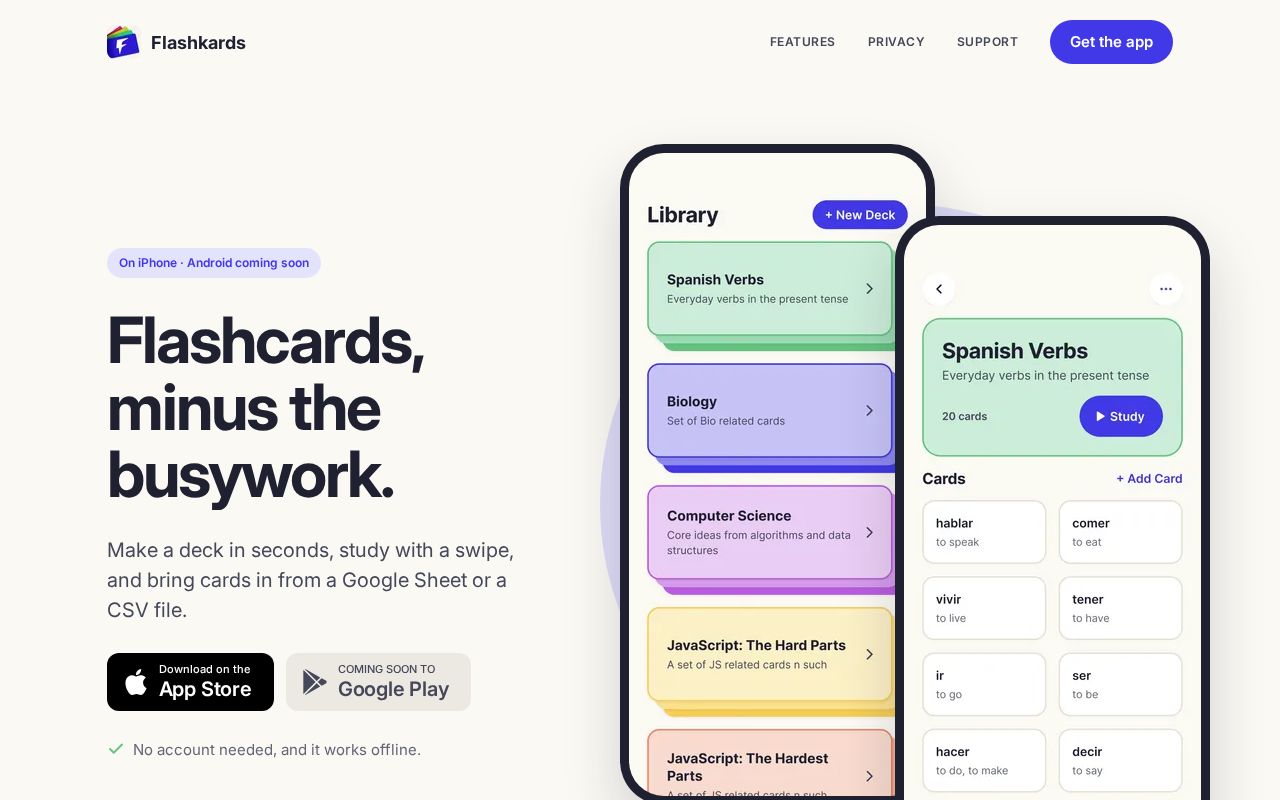 Preview of Flashkards: flashcards, minus the busywork