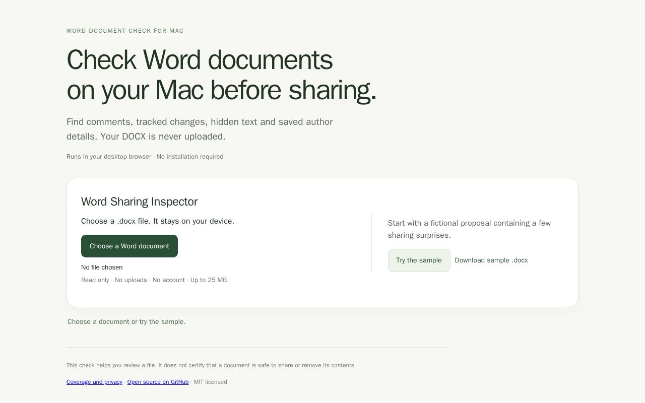 Preview of Word Sharing Inspector