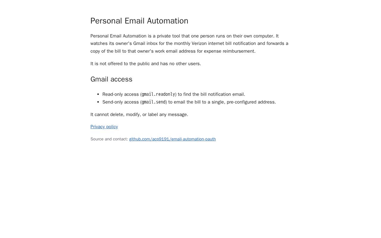 Preview of Personal Email Automation