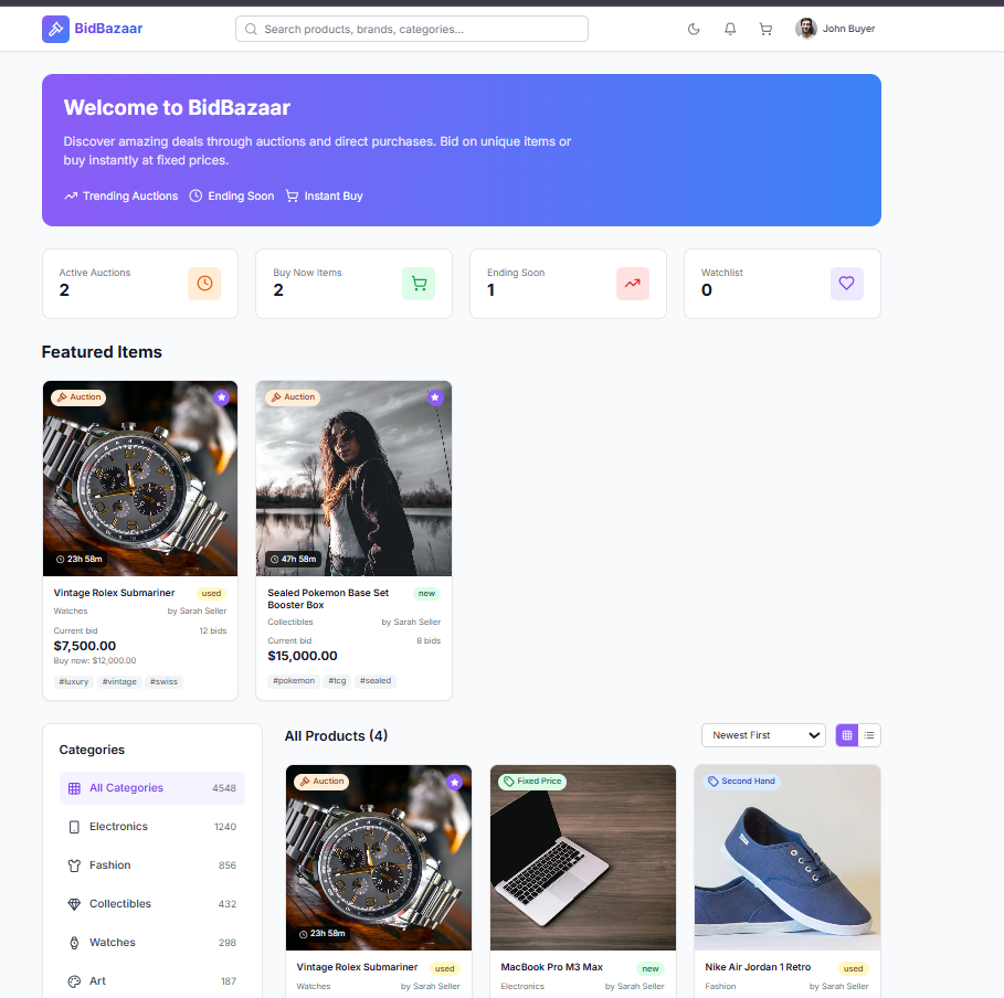Preview of BidBazaar — Modern Auction Marketplace Platform