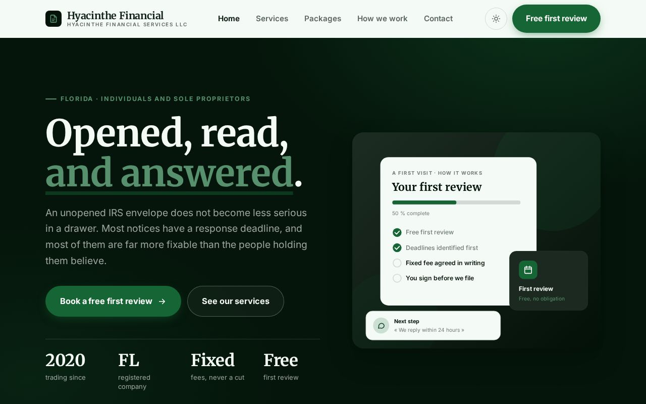 Preview of Hyacinthefinancialservicesllc