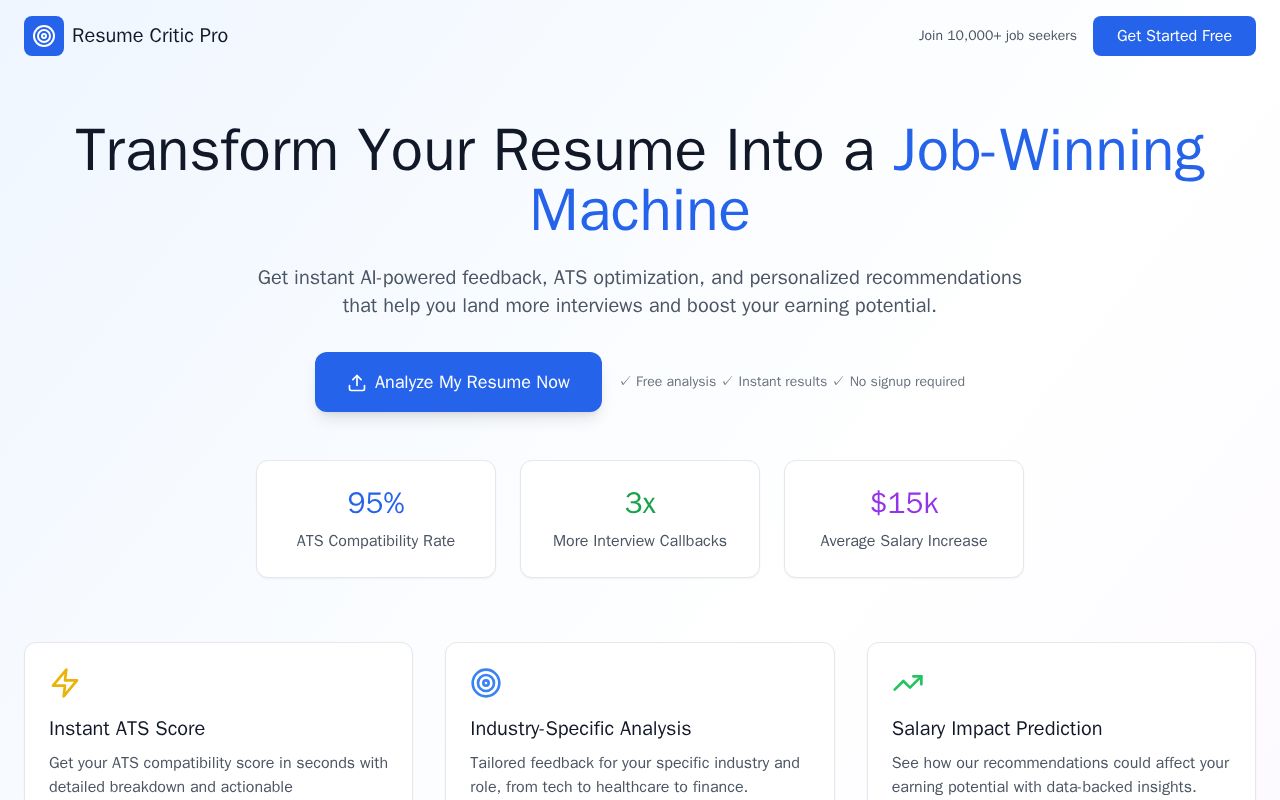 Preview of Resume Critic Pro