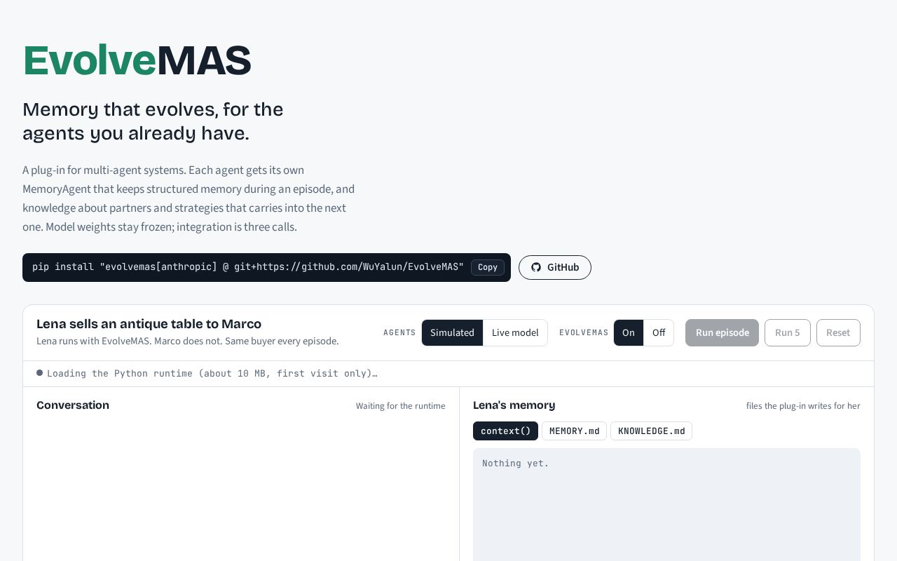 Preview of EvolveMAS