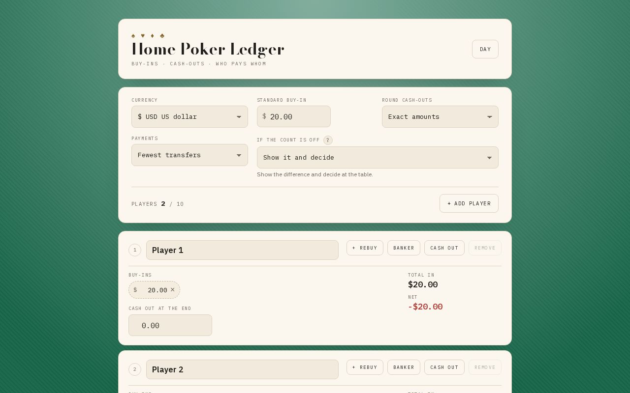Preview of Home Poker Ledger