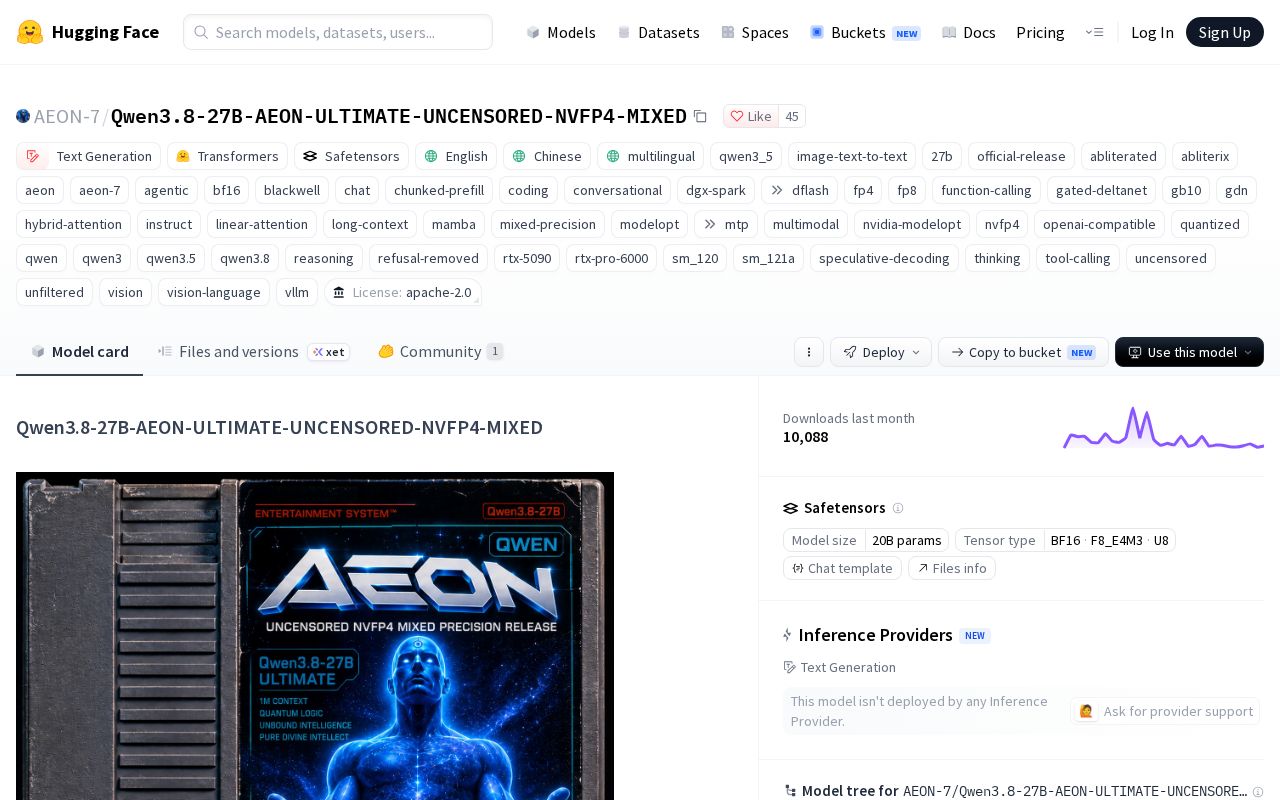 Preview of Qwen3 8 27B AEON ULTIMATE UNCENSORED