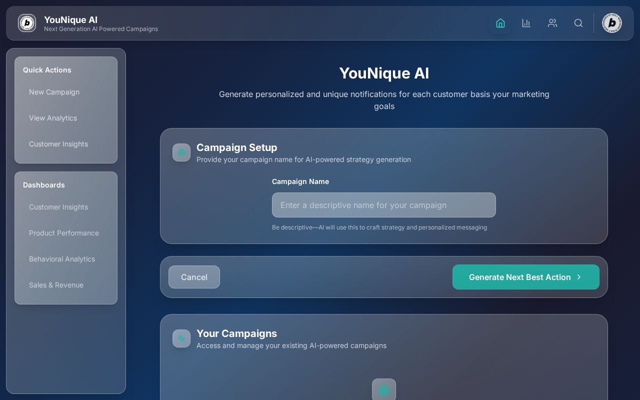 Preview of YouNique AI - Agentic Marketing Intelligence Platform