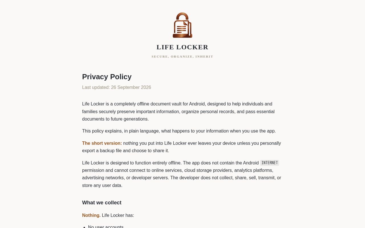 Preview of Life Locker Privacy