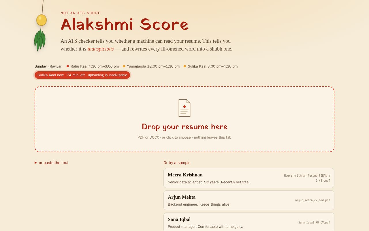 Preview of Alakshmi Score