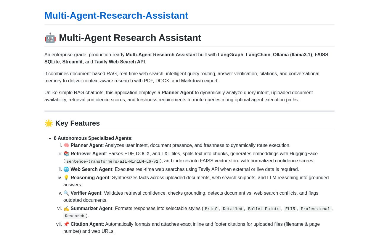 Preview of Multi Agent Research Assistant