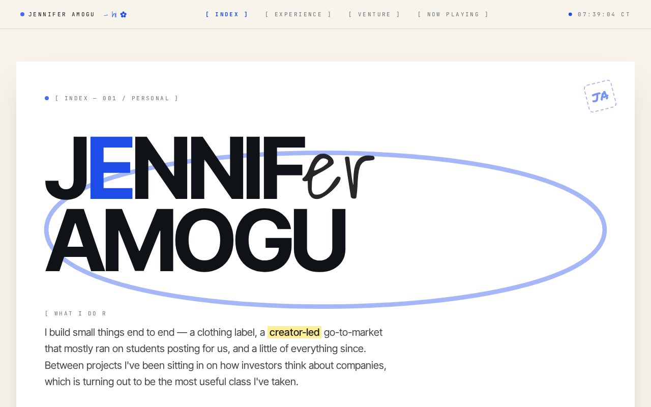 Preview of Personal site, hand-coded
