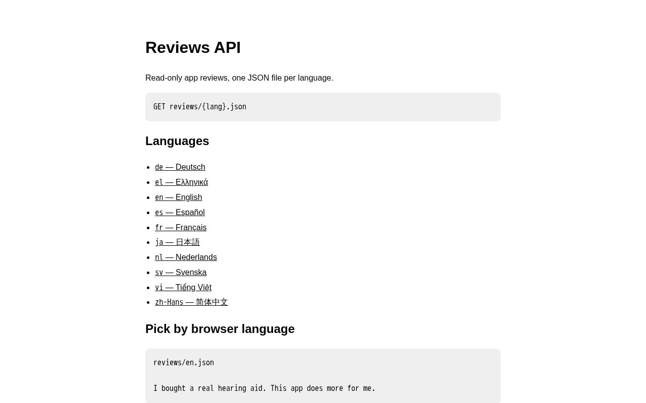 Preview of Reviews Api