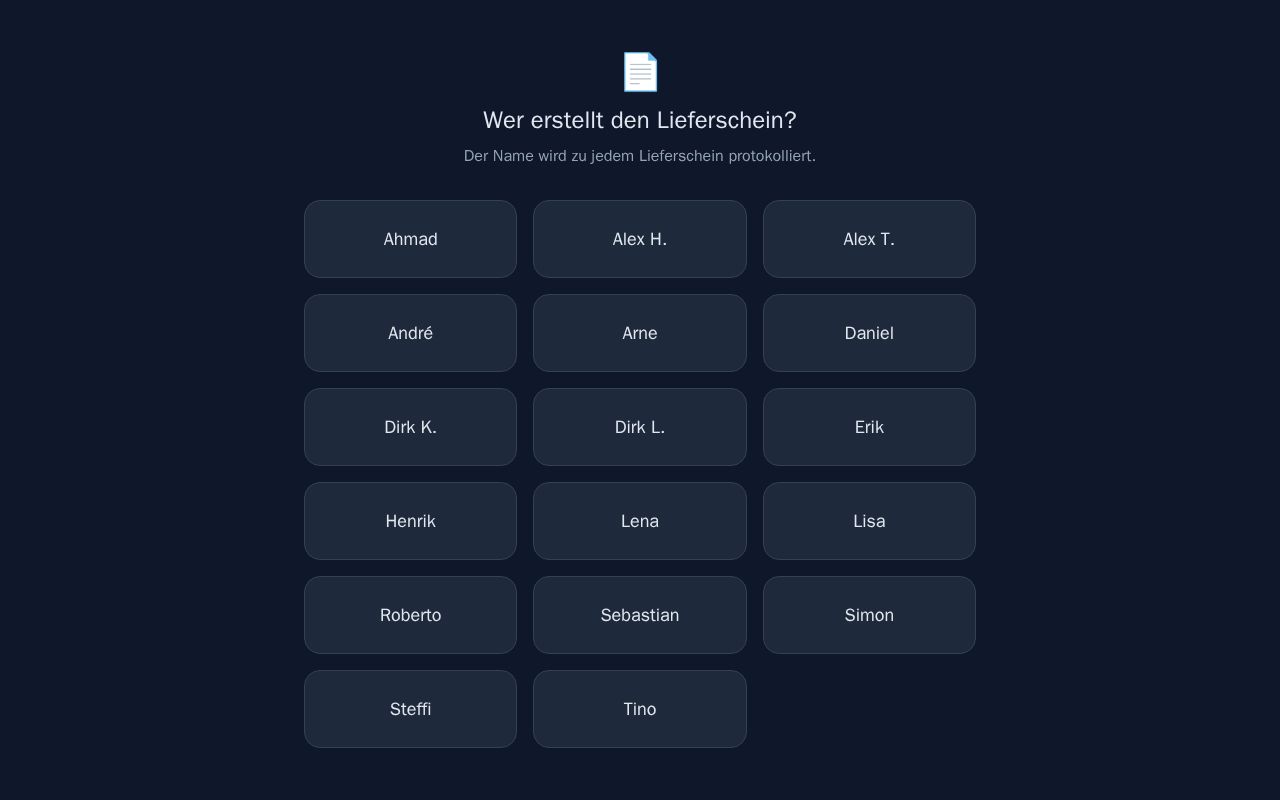Preview of Anwendung um Lieferscheine ohne Lexware Zugang anzulegen.
