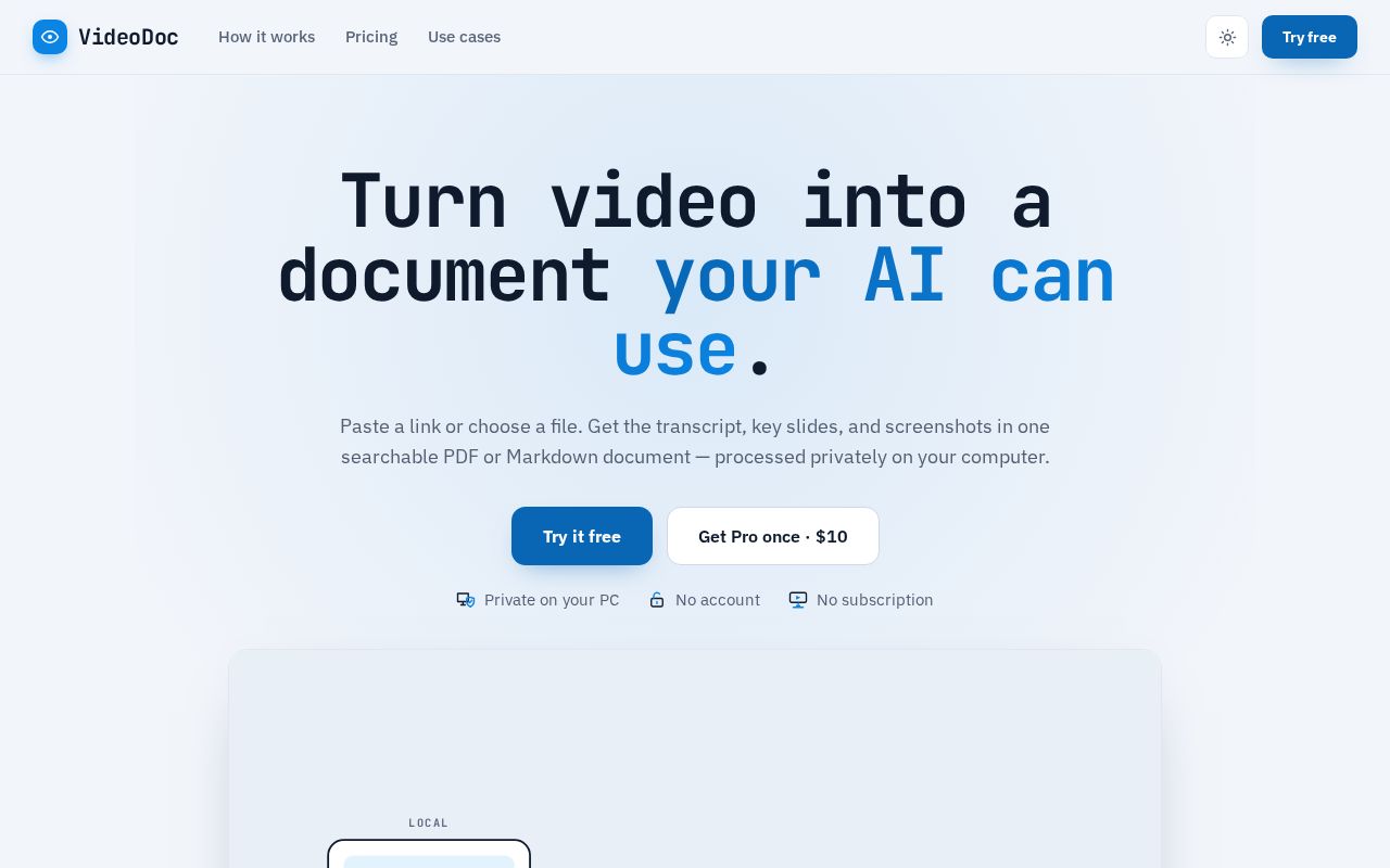 Preview of Video to Document Converter: Transcript + Slides