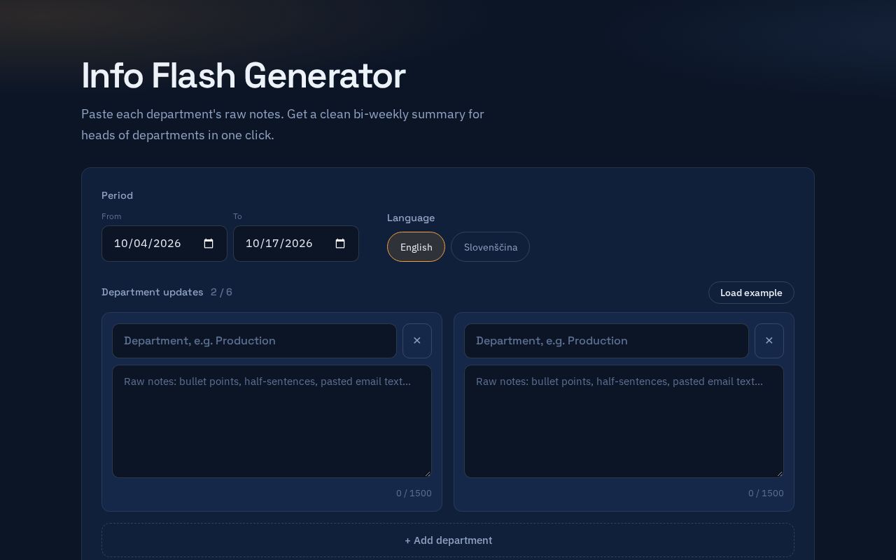 Preview of Info Flash Generator