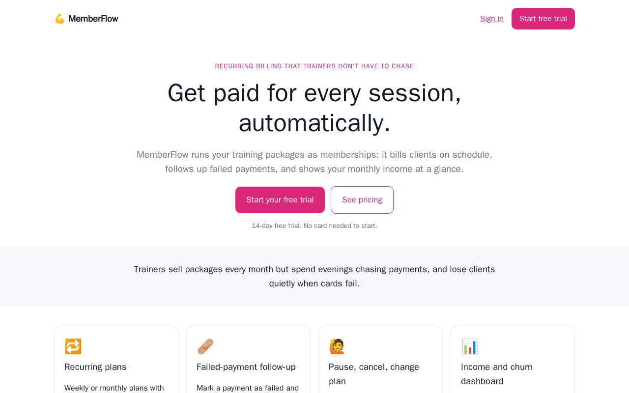 Preview of Memberflow Personal Trainers