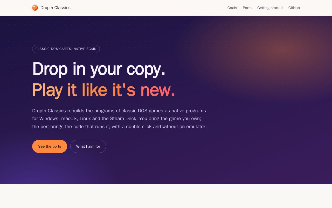 Preview of Dropin Classics Github Io