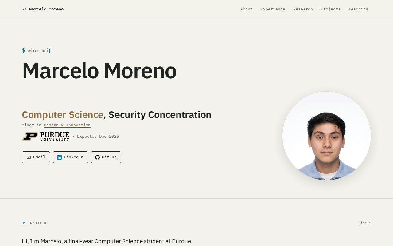 Preview of Personal website of Marcelo Moreno