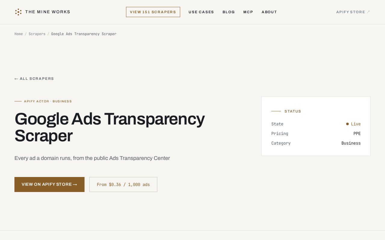 Preview of Google Ads Transparency Scraper