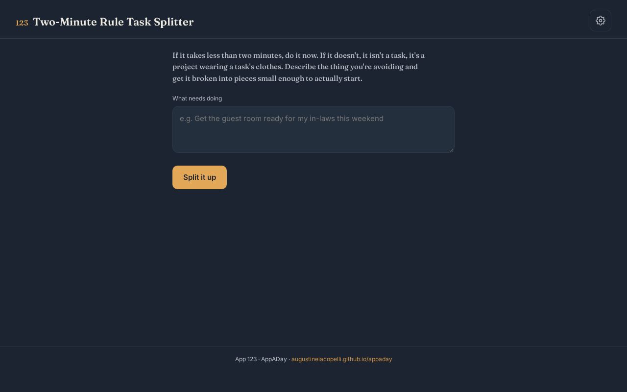 Preview of Appaday 123 Two Minute Task Splitter