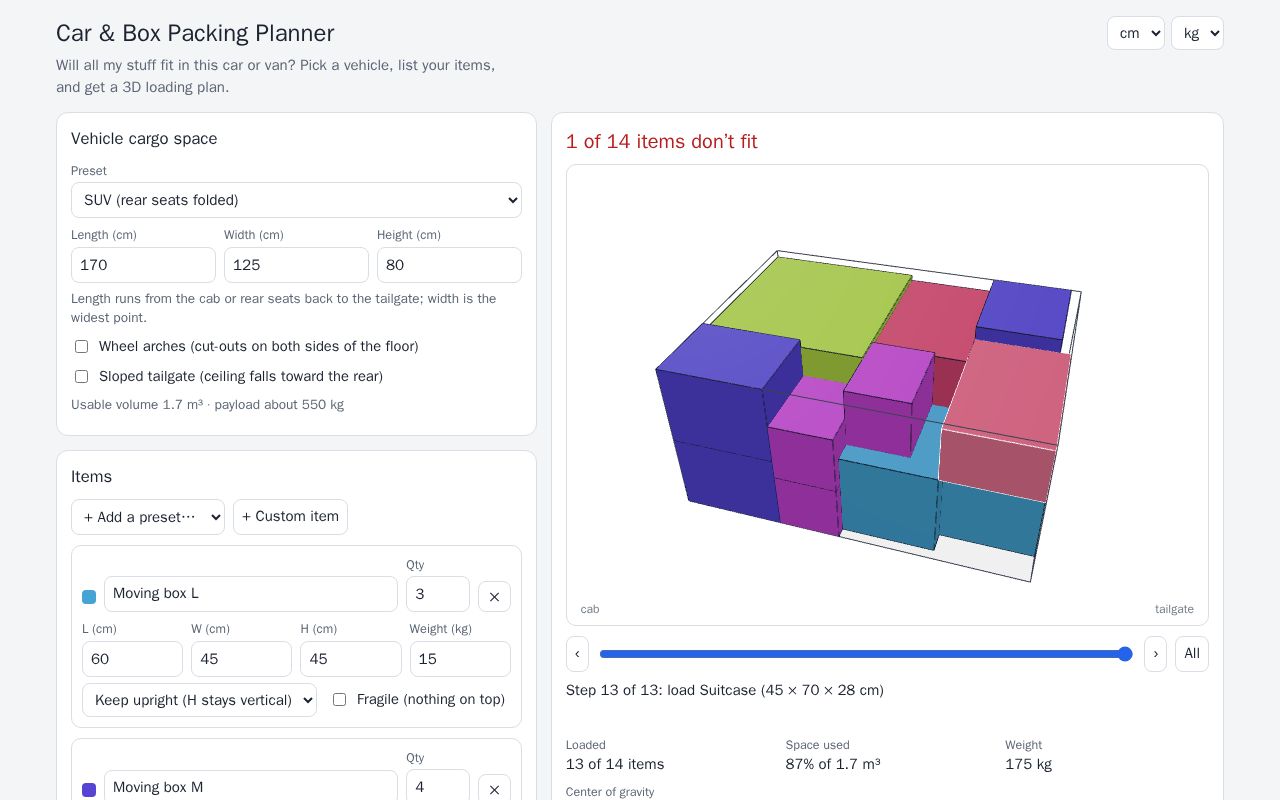 Preview of Car Packing Planner