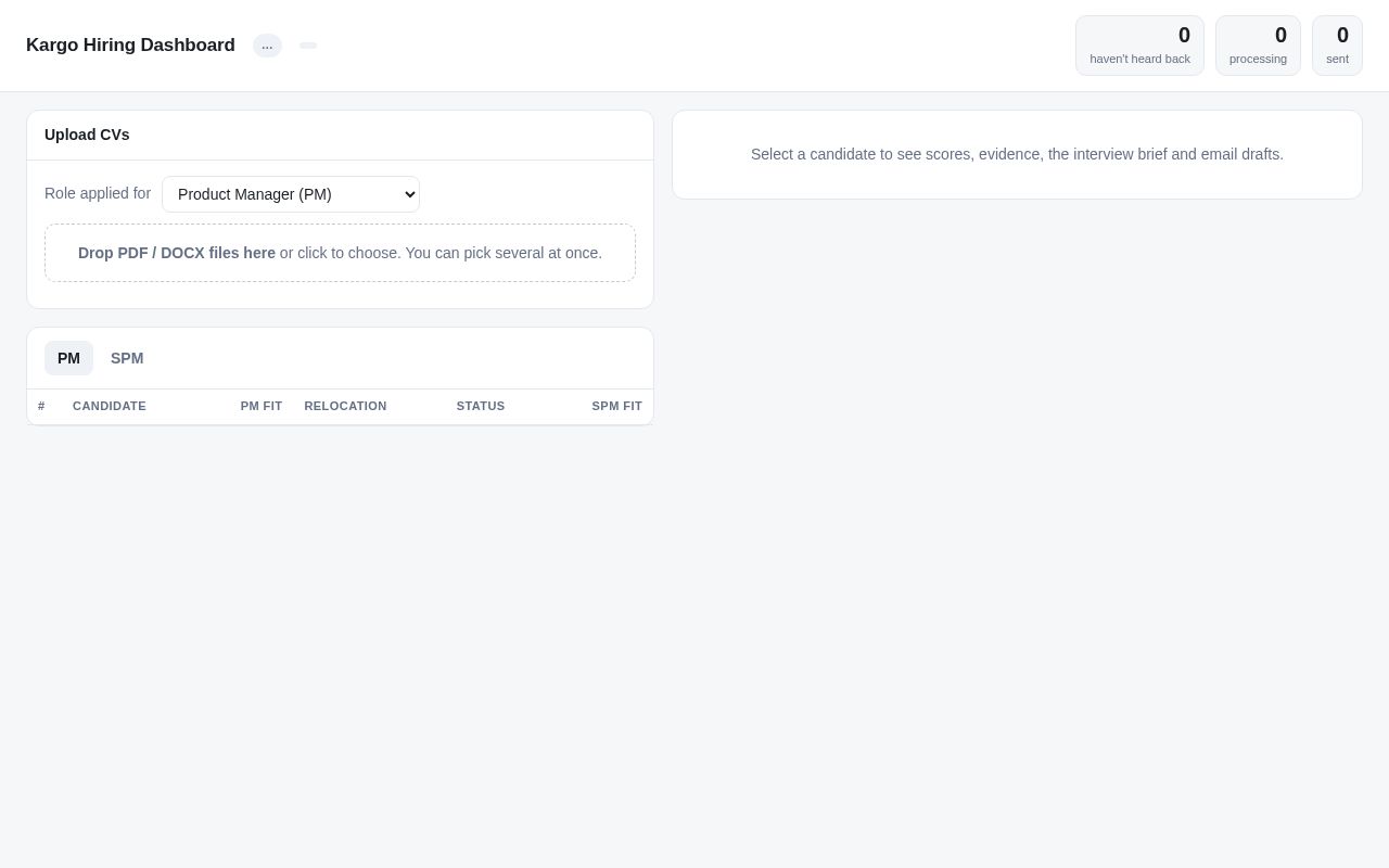Preview of Kargo Hiring Dashboard