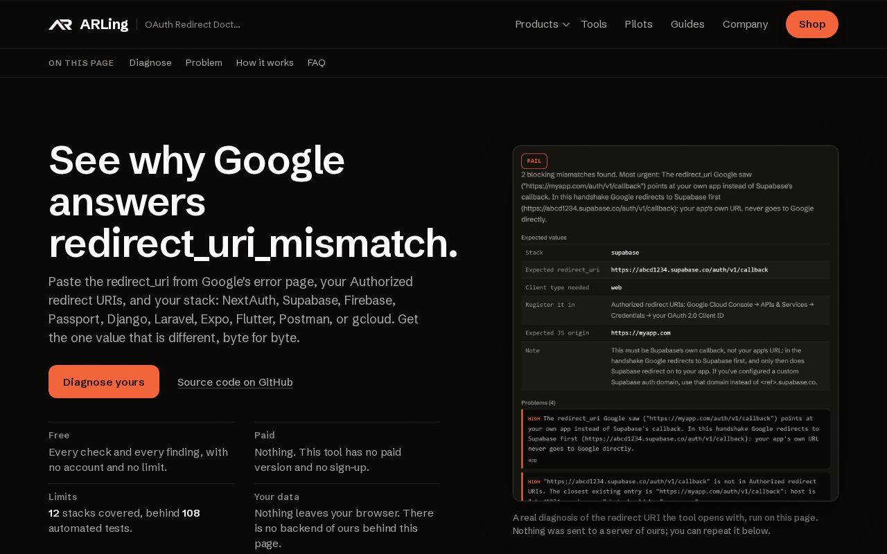Preview of Google Oauth Redirect Doctor