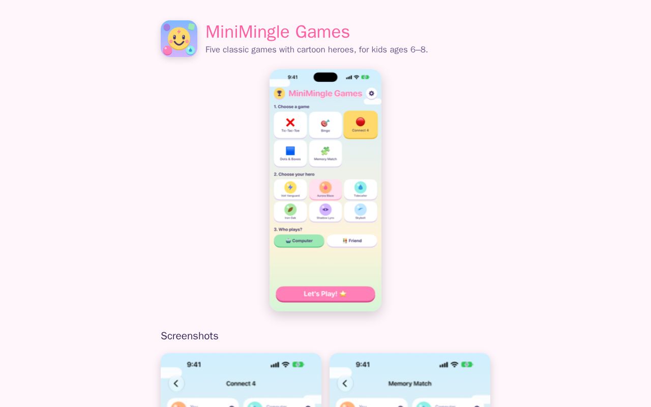 Preview of MiniMingle Games