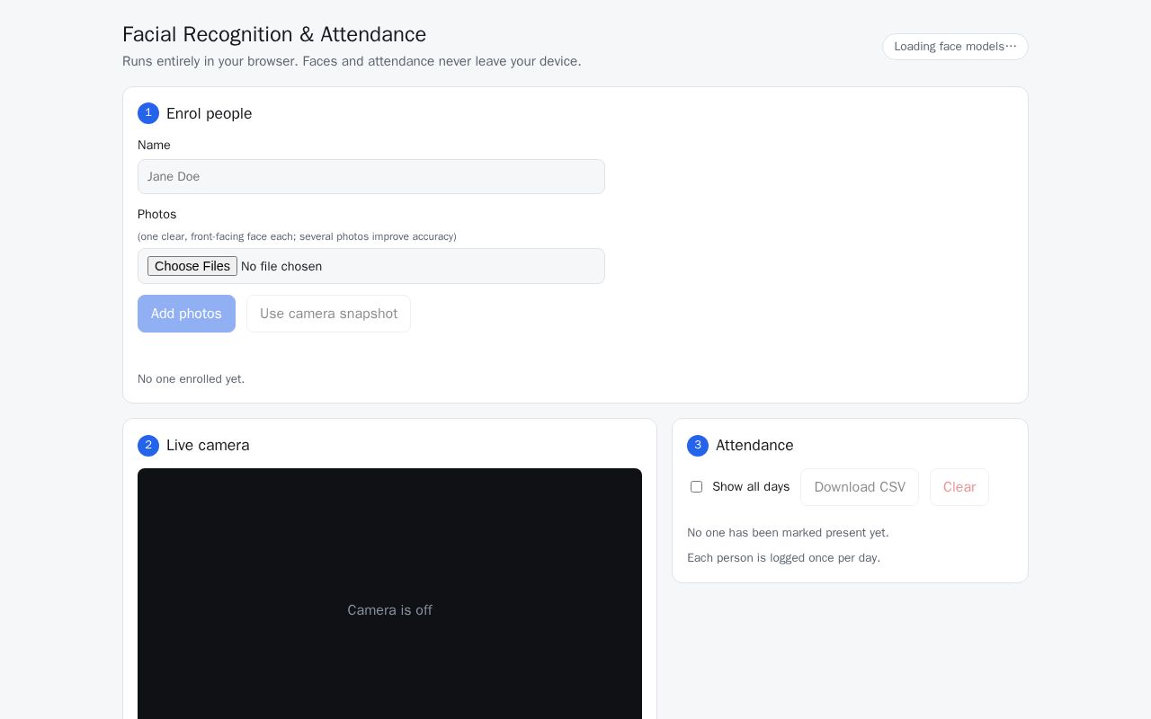 Preview of Facial Recognition Attendance System
