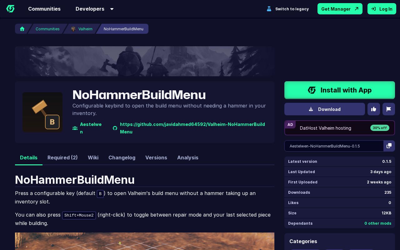 Preview of NoHammerBuildMenu by Aestelwen