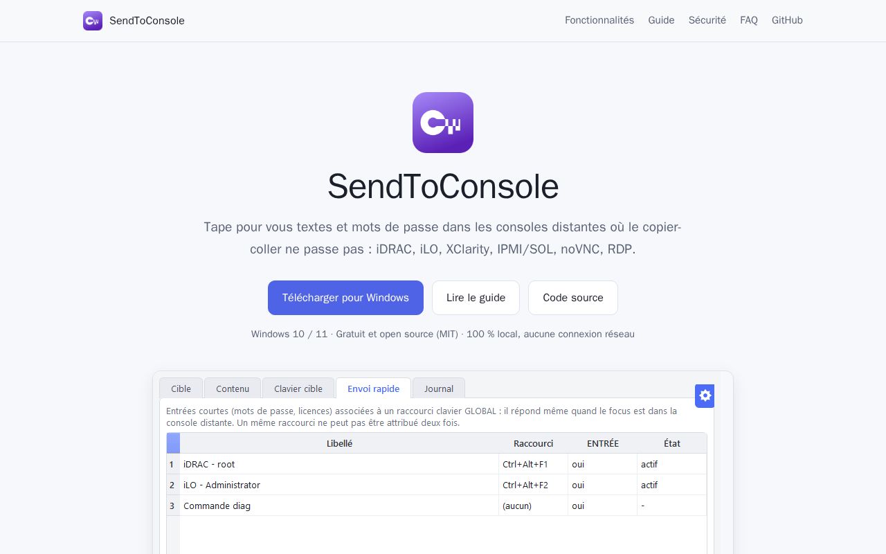 Preview of SendToConsole